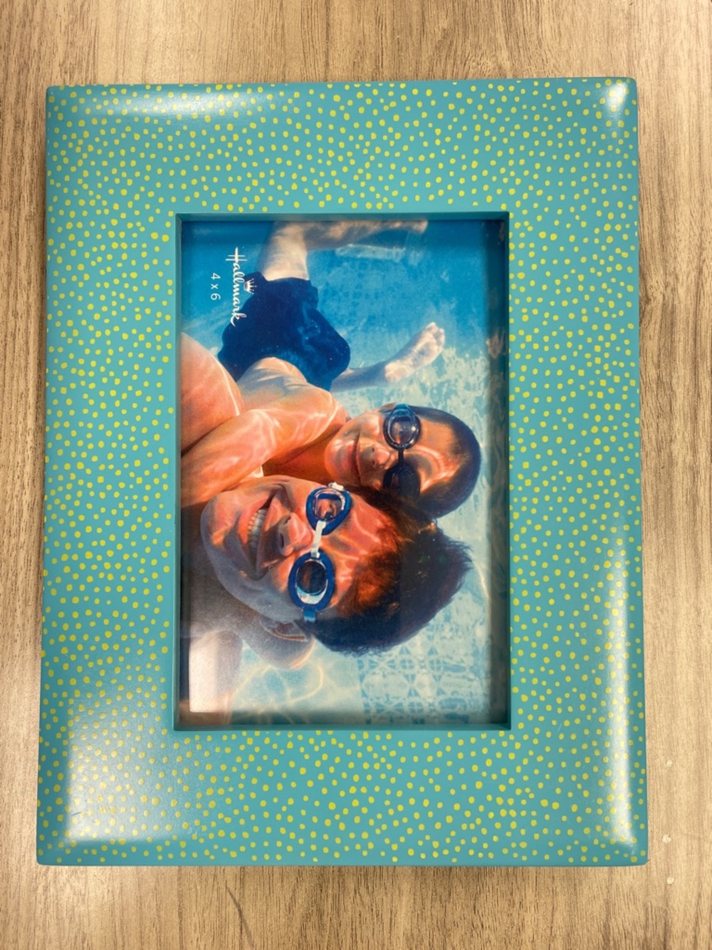 Hallmark Teal Photo Frame with Lime Dot Pattern